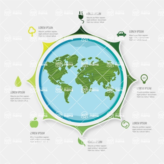 Infographic Templates Collection - Vector, Photoshop, PowerPoint, Google Slides - Vector Ecology Infographic Template with Planet Earth